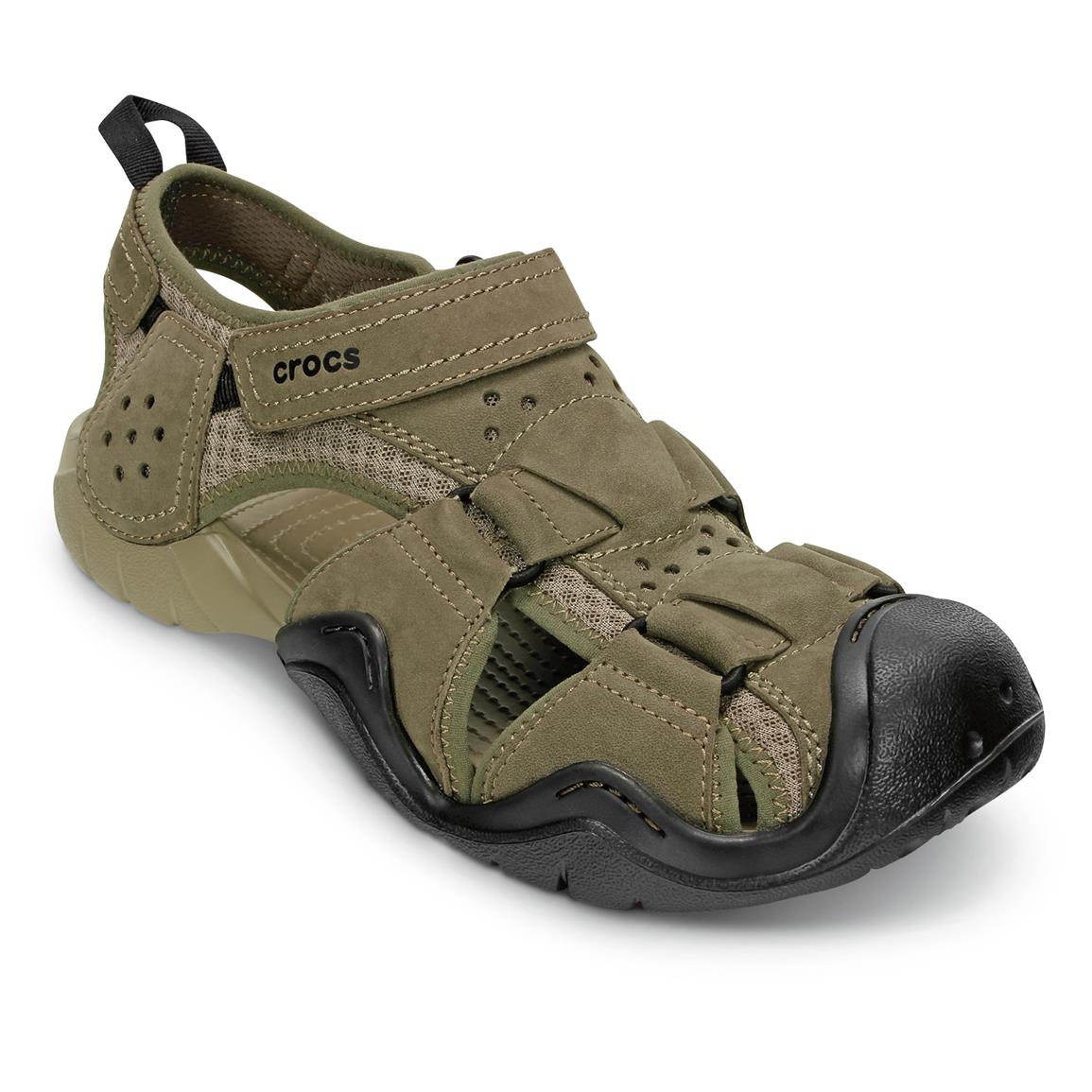 Crocs Men's Swiftwater Leather Fisherman Sandals - 654244, Sandals ...
