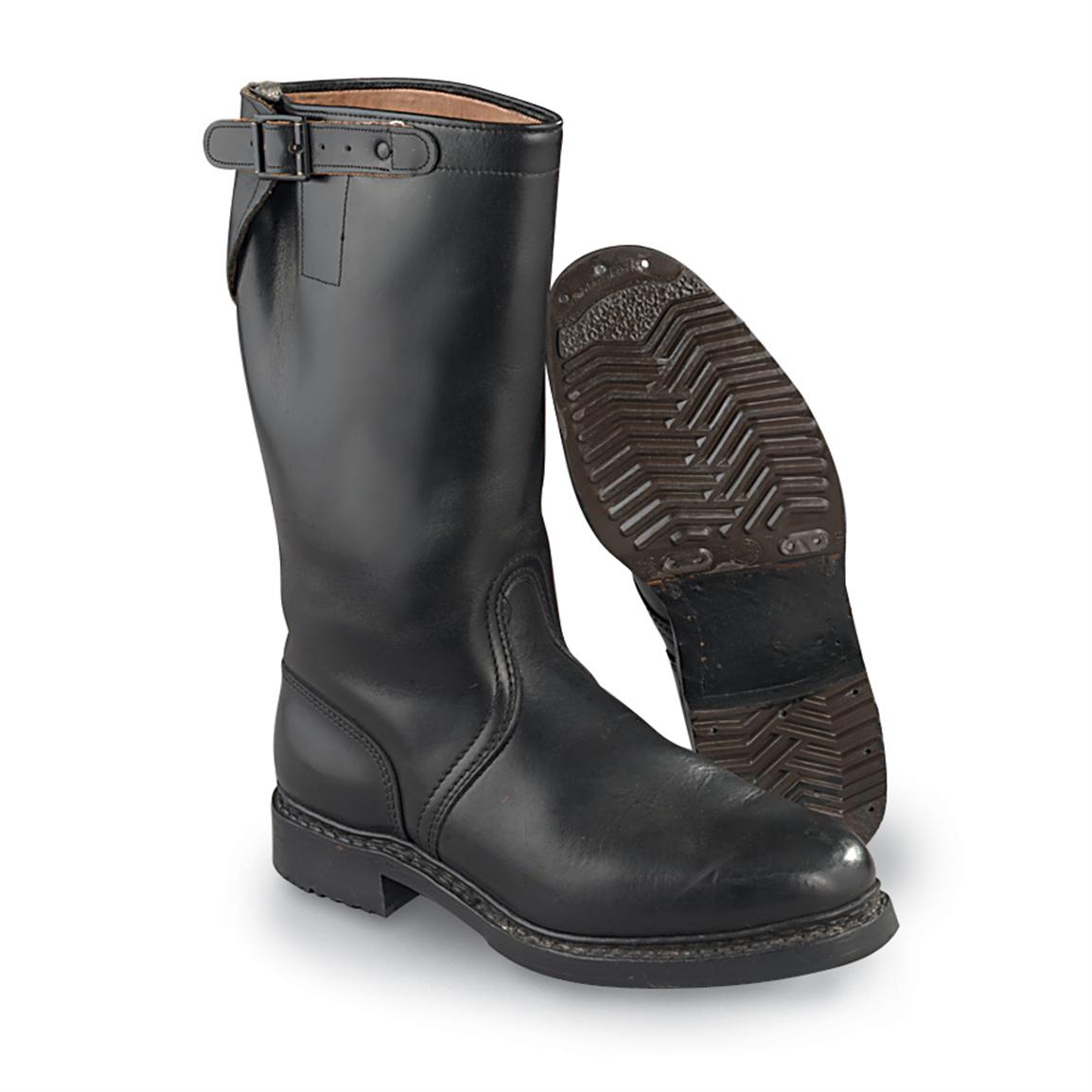 Men's Used German Mil. BGS Leather Jack Boots, Black ...