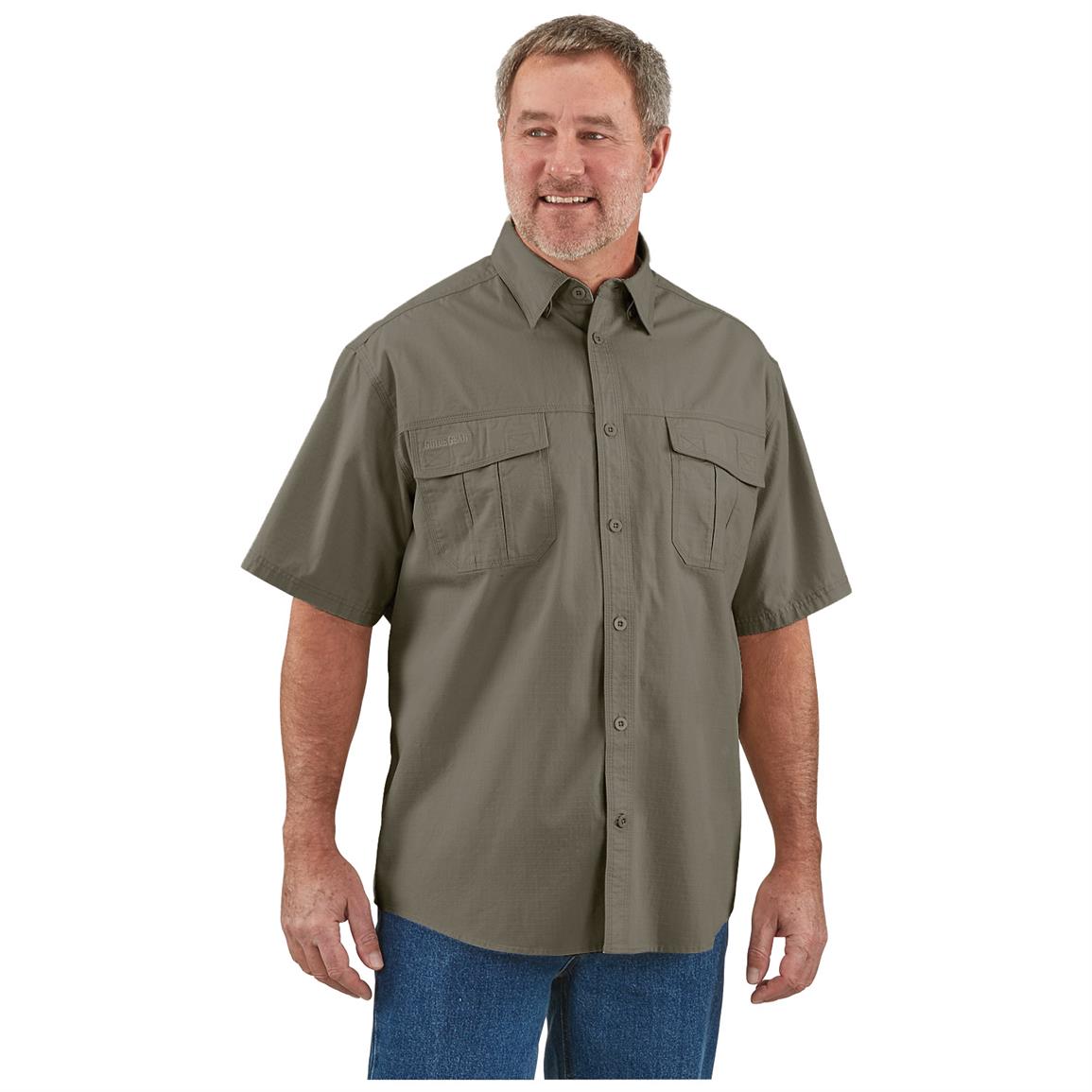 Guide Gear Men's 100% Cotton Ripstop Short-sleeved Work Shirt - 660716 ...