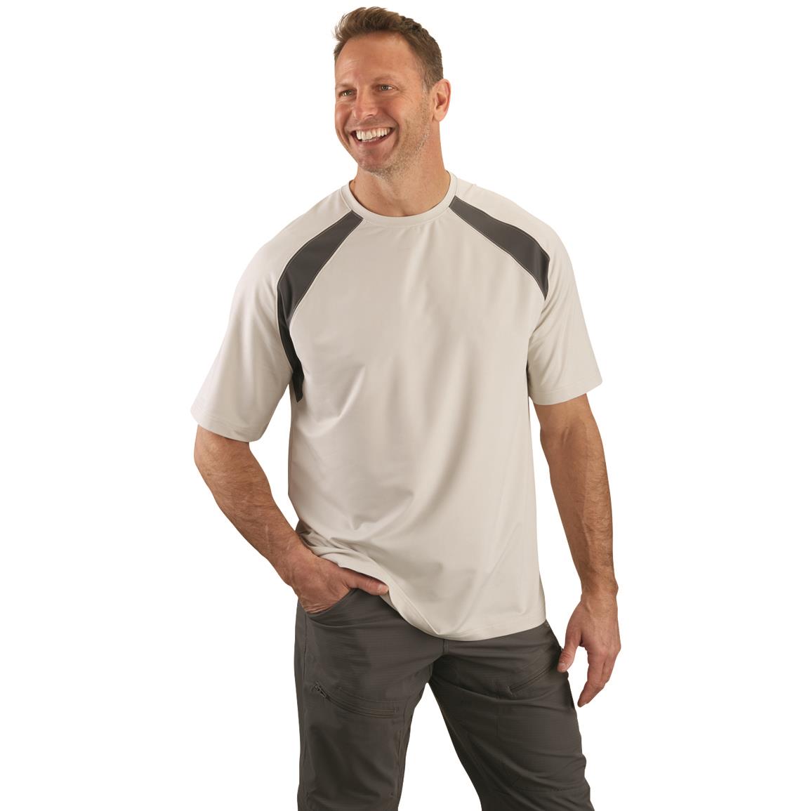 Guide Gear Men's Performance Fishing/UPF Short Sleeve Shirt, Light Gray