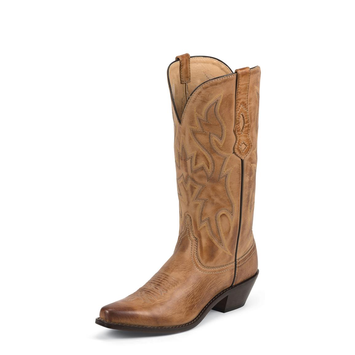 Women's Nocona Cowgirl Posh Deer-tanned Cowhide Western Boots, Tan ...