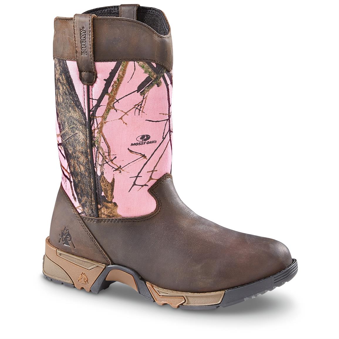 Rocky Women&#39;s Aztec Pink Camo Hunting Boots, Mossy Oak - 662884, Hunting Boots at Sportsman&#39;s Guide