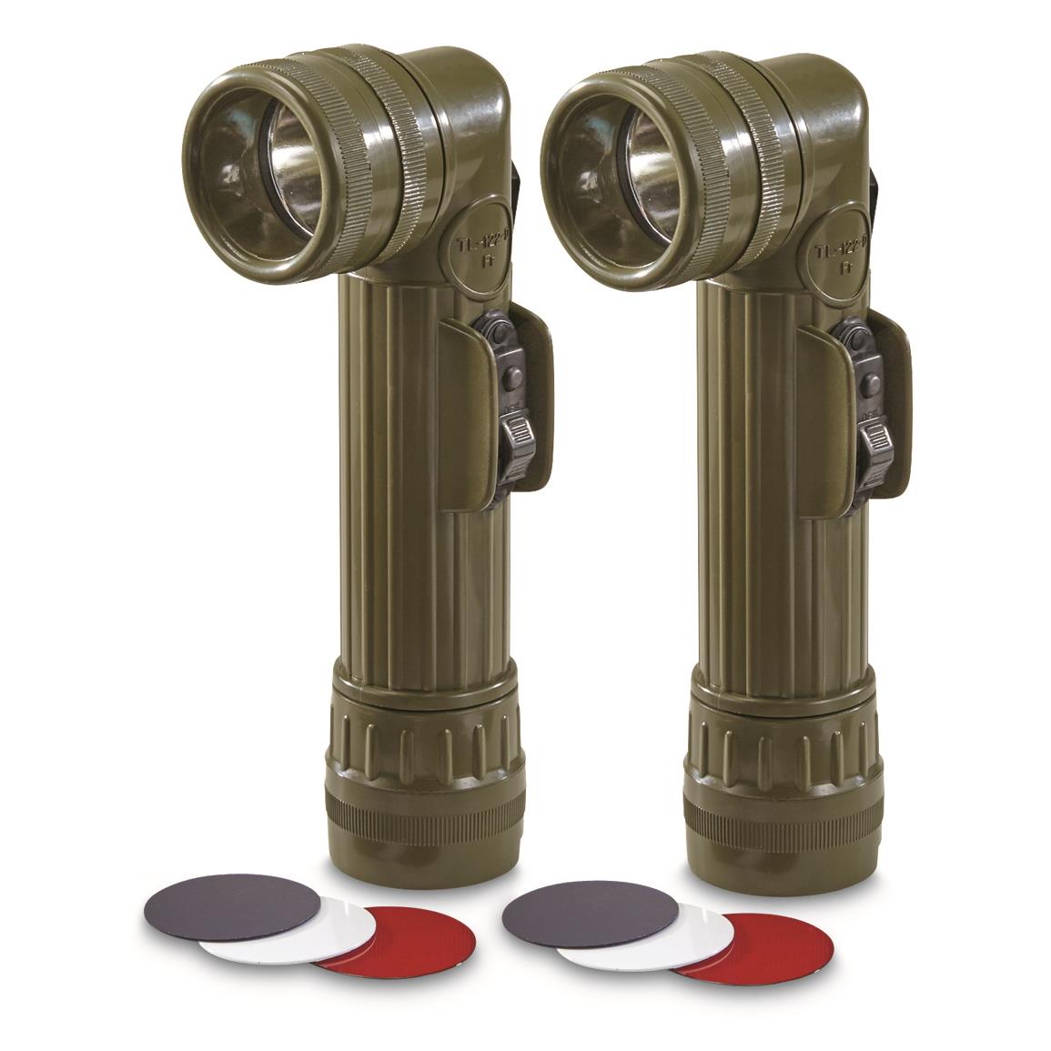 French Military Surplus Anglehead Flashlight, 2 Pack, New