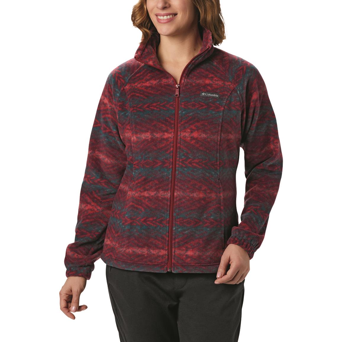 Columbia Women's Benton Springs Print Full Zip Fleece Jacket, Beet Blanket Print