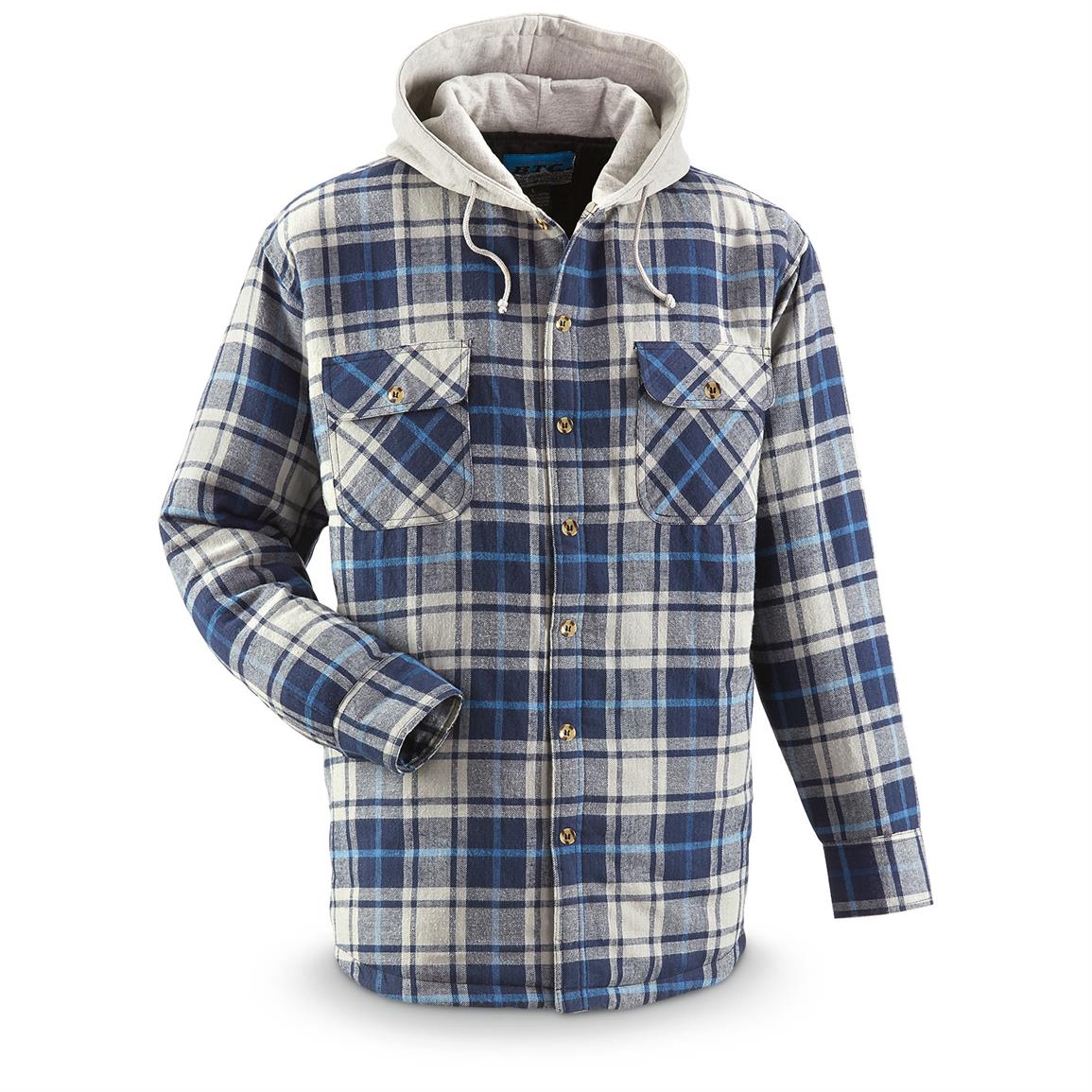 men's fleece flannel hooded shirts & tops