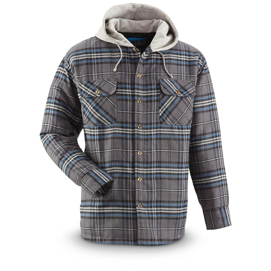 men's lined hooded flannel jacket