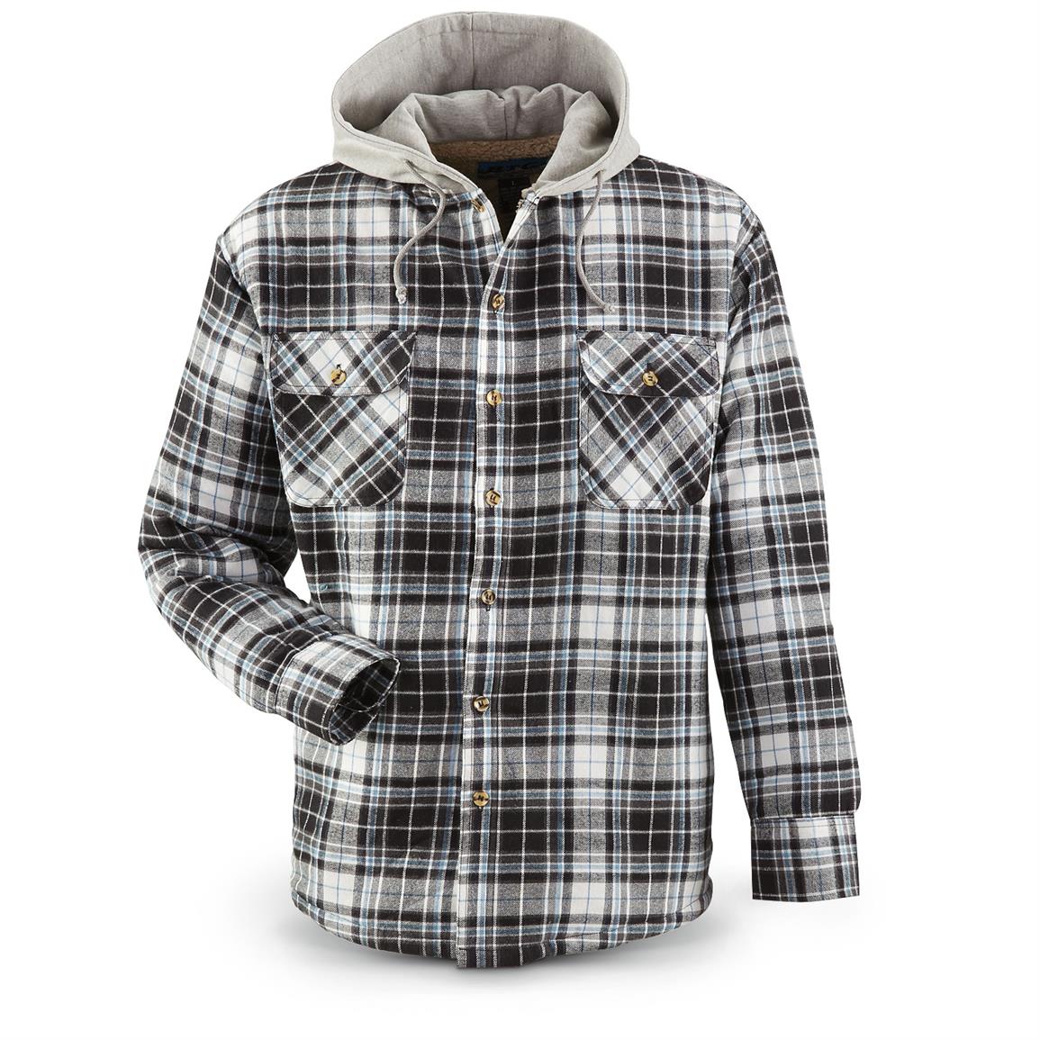 Men's Sherpa-Lined Hooded Shirt - 665228, Shirts at Sportsman's Guide