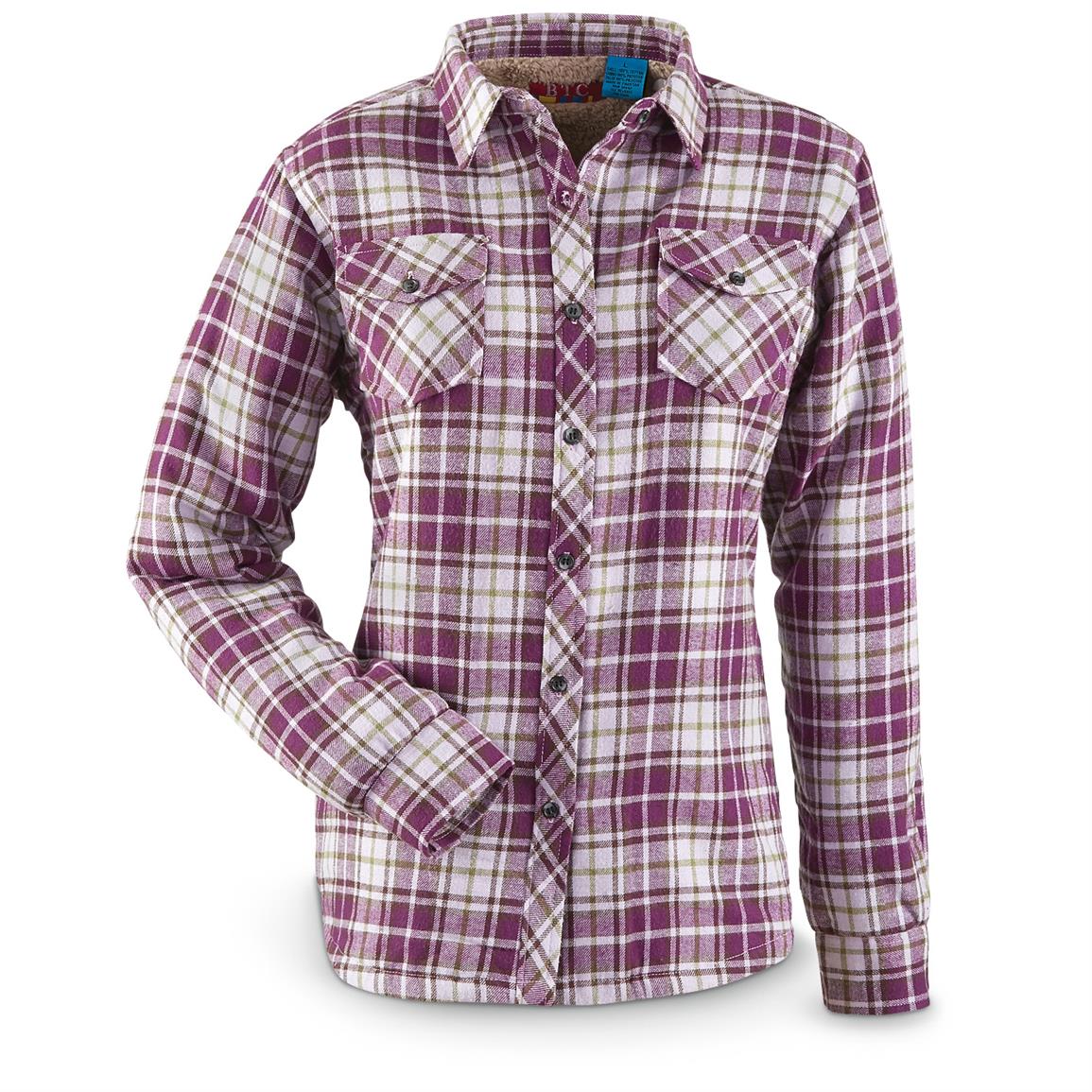 Women's Button-Front Sherpa-Lined Shirt - 665232, Shirts at Sportsman's ...