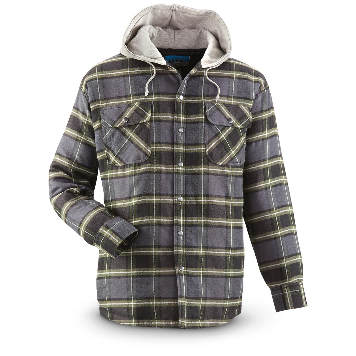 Men's Snap-Front Quilt-Lined Hooded Shirt - 665233, Shirts at Sportsman ...