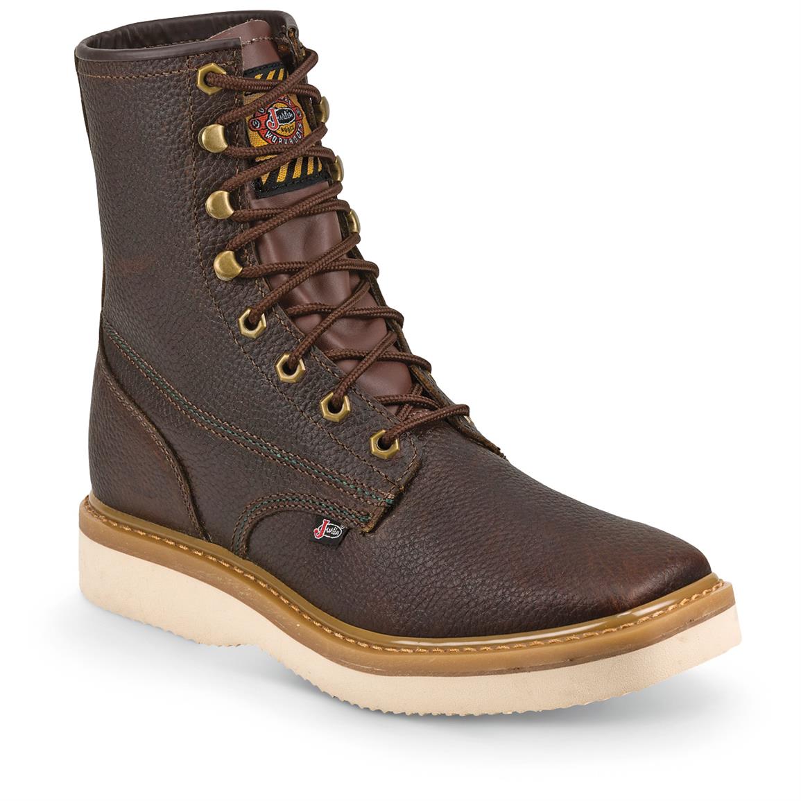 Justin Men's 8" Premium Wedge Work Boots, Square Toe - 665385, Work