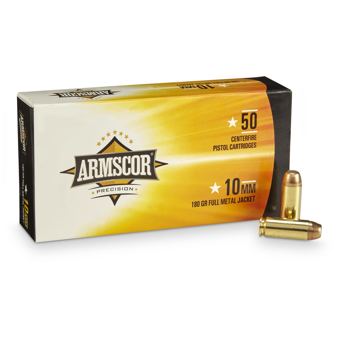 Armscor, 10mm, FMJ, 180 Grain, 50 Rounds - 665690, 10mm Auto Ammo at ...