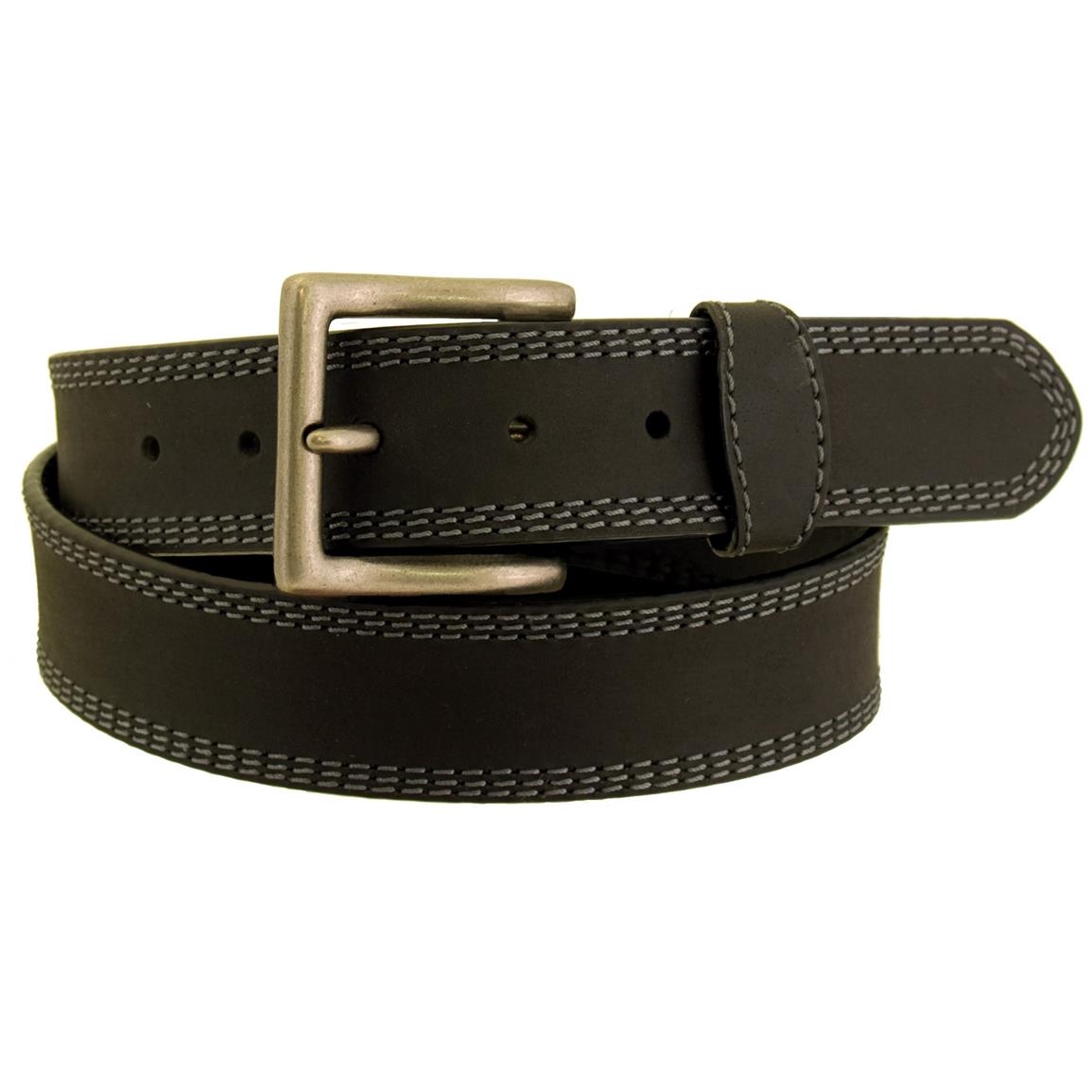 Wrangler Rugged Wear Men&#39;s Leather Belt, Triple Stitching - 666232, Belts & Suspenders at ...