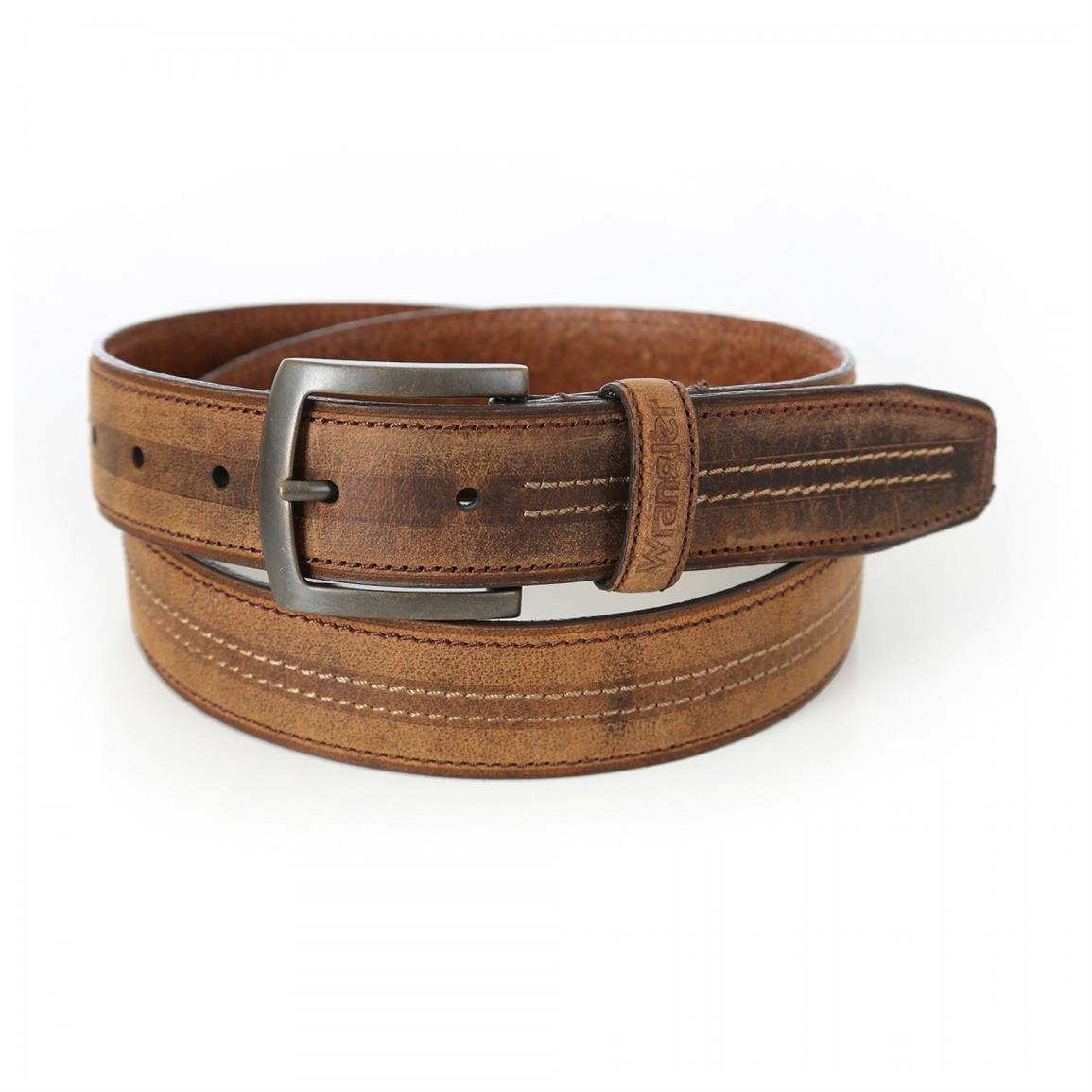 Wrangler Rugged Wear Men's Decorative Leather Belt, Tan - 666233, Belts ...