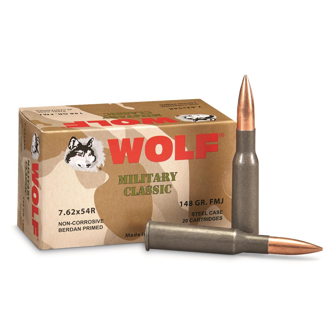 Wolf WPA Military Classic, 7.62x54R, 148 Grain, FMJ, 500 Rounds