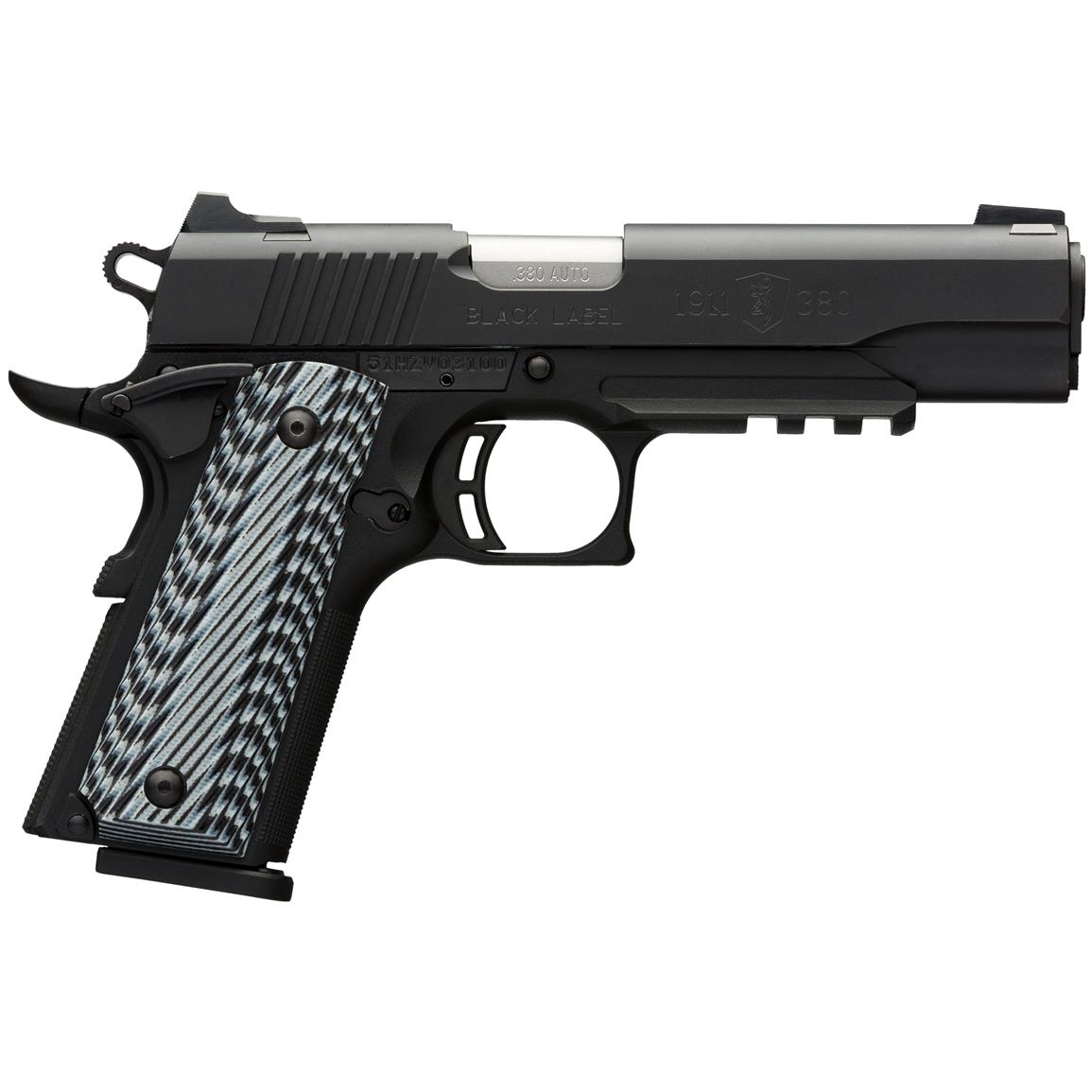 Browning 1911-380 Black Label Pro with Rail, Semi-automatic, .380 ACP, 4.25" Barrel, 8 rounds