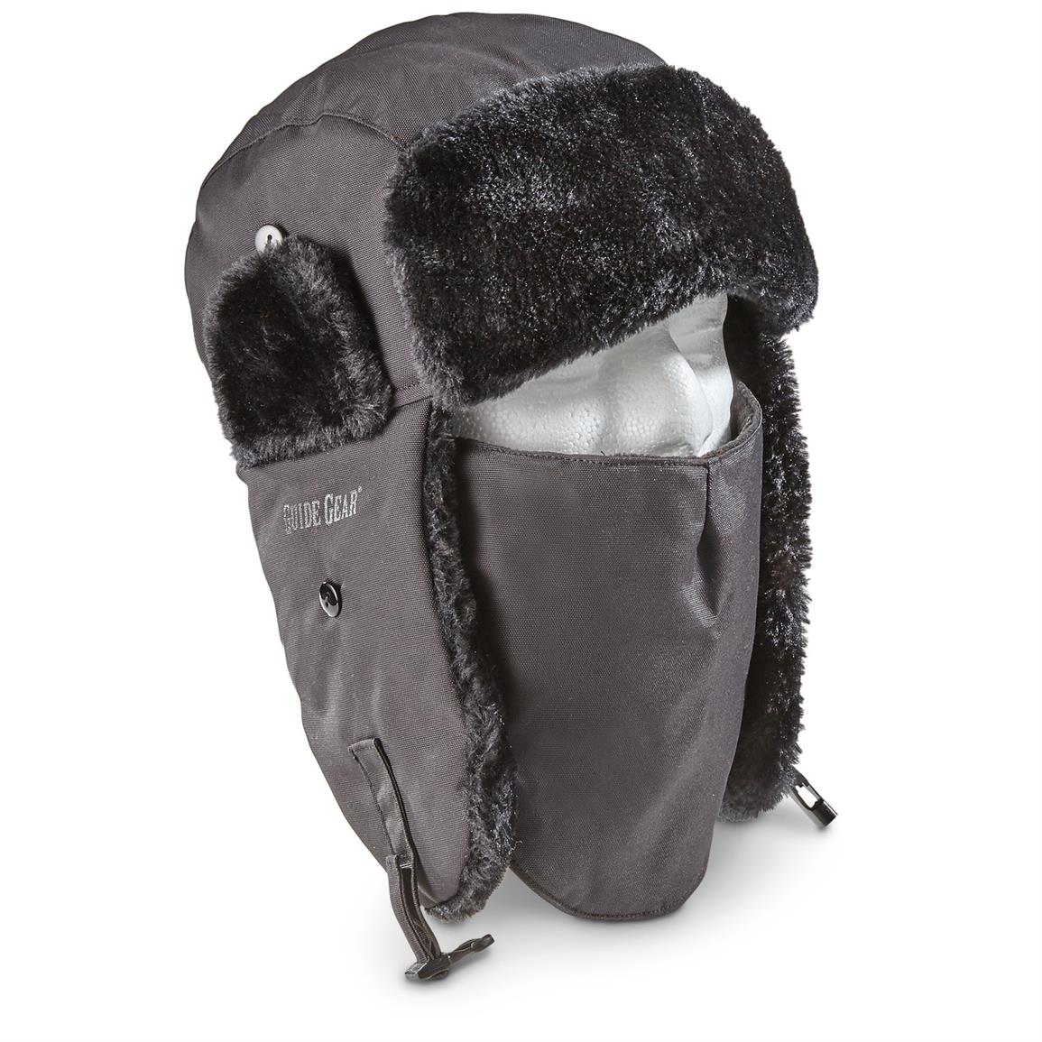 Guide Gear Insulated Trapper Hat with Removable Facemask, Black
