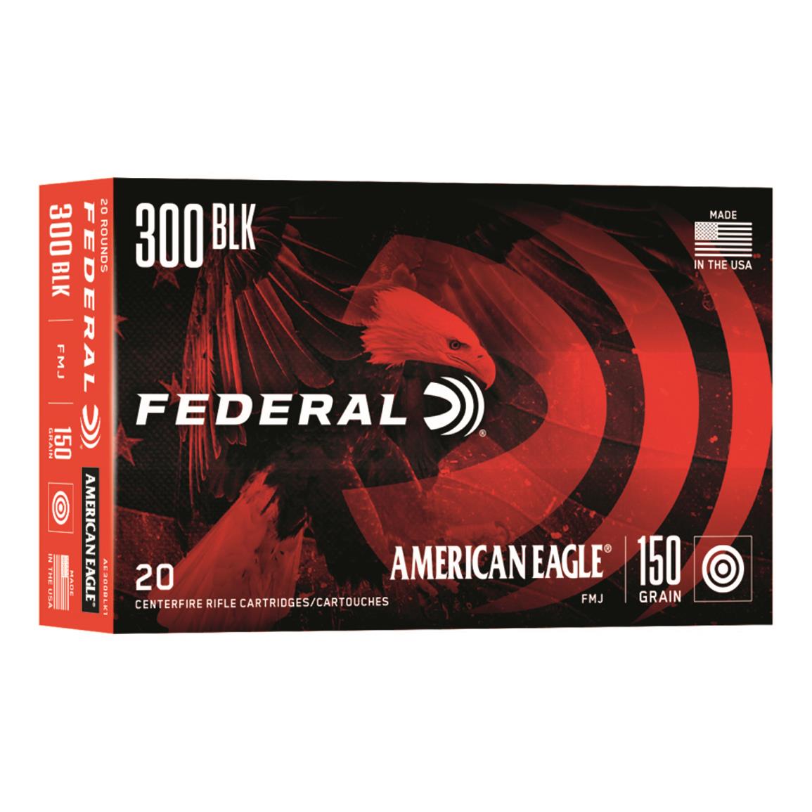 Federal American Eagle, .300 AAC Blackout, FMJBT, 150 Grain, 20 Rounds