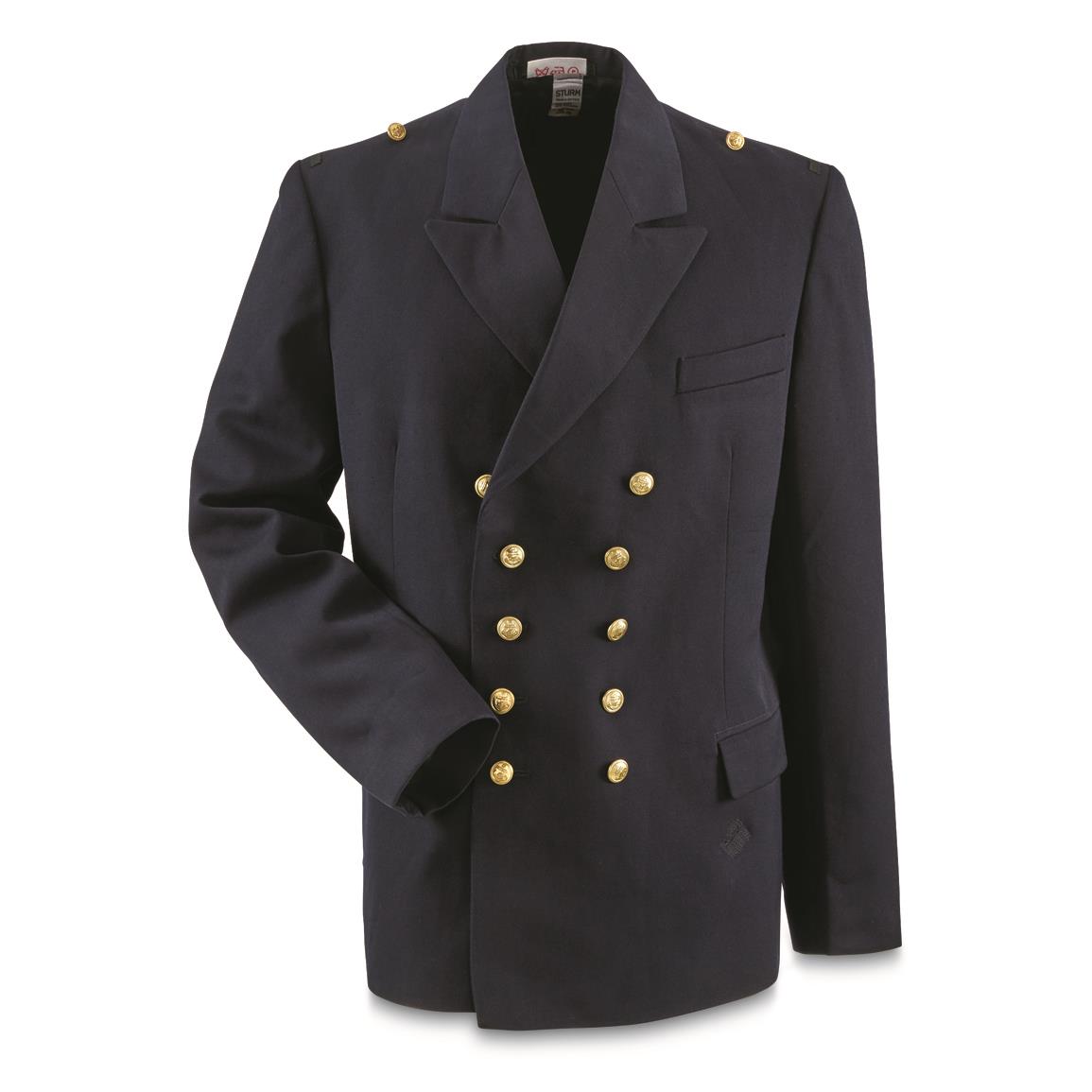 German Navy Wool Blend Double Breasted Dress Jacket, Like New