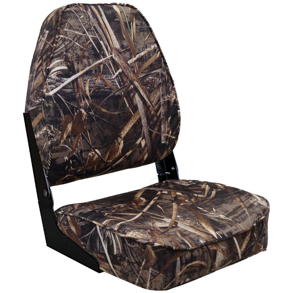 Wise High Back Camo Boat Seat, Realtree MAX-5