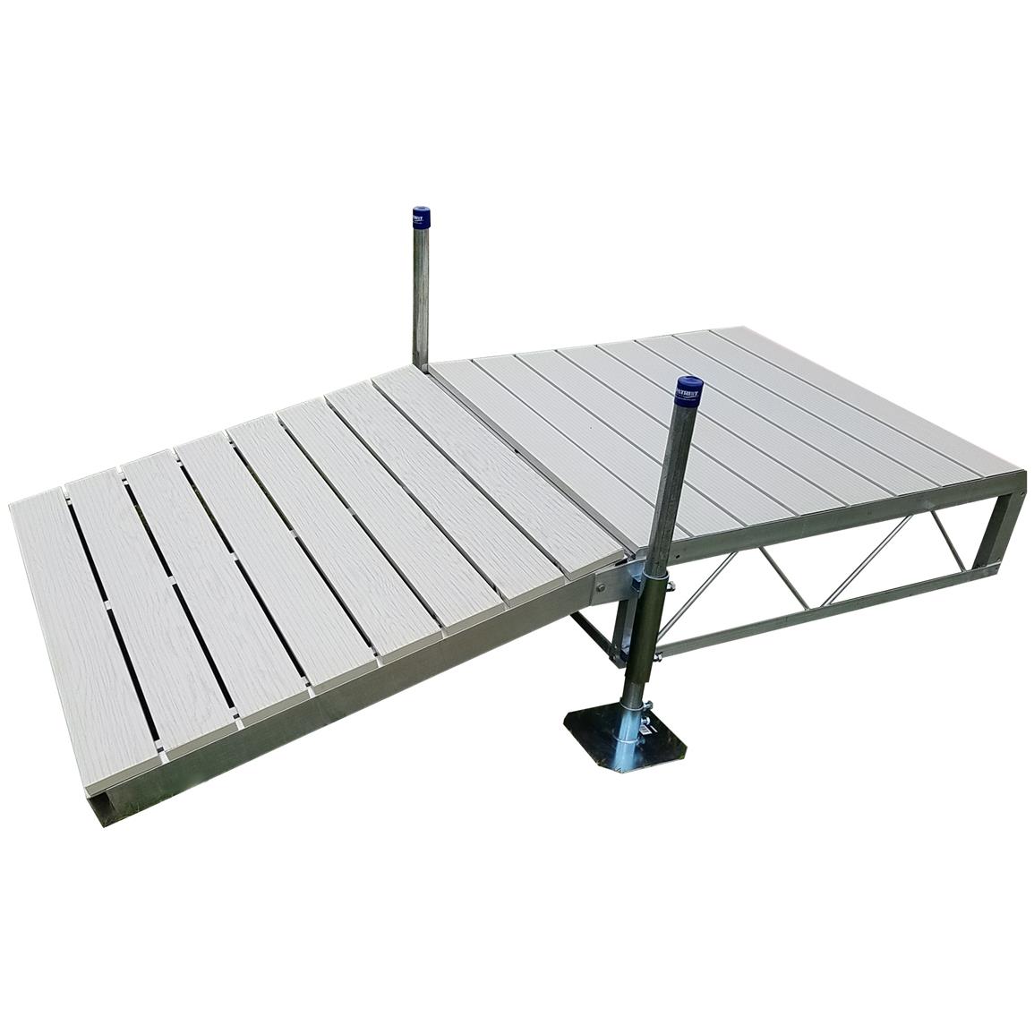 Patriot Shore Ramp Kit, 4' Aluminum Deck, Aluminum Gray