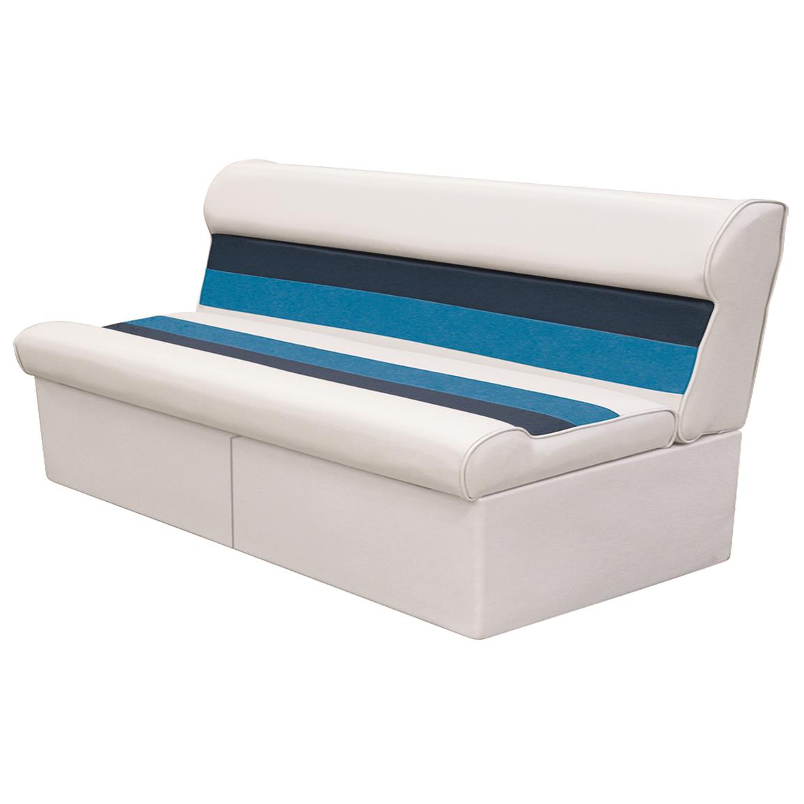 Wise Deluxe 55" Pontoon Bench Seat, Color A - White-Navy-Blue