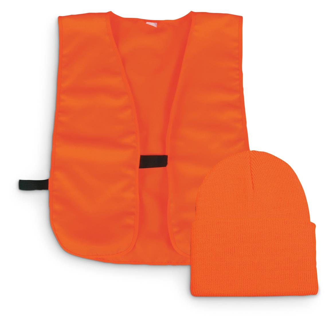 Outdoor Cap Co. Blaze Orange Vest and Knit Hat Combo, Blaze