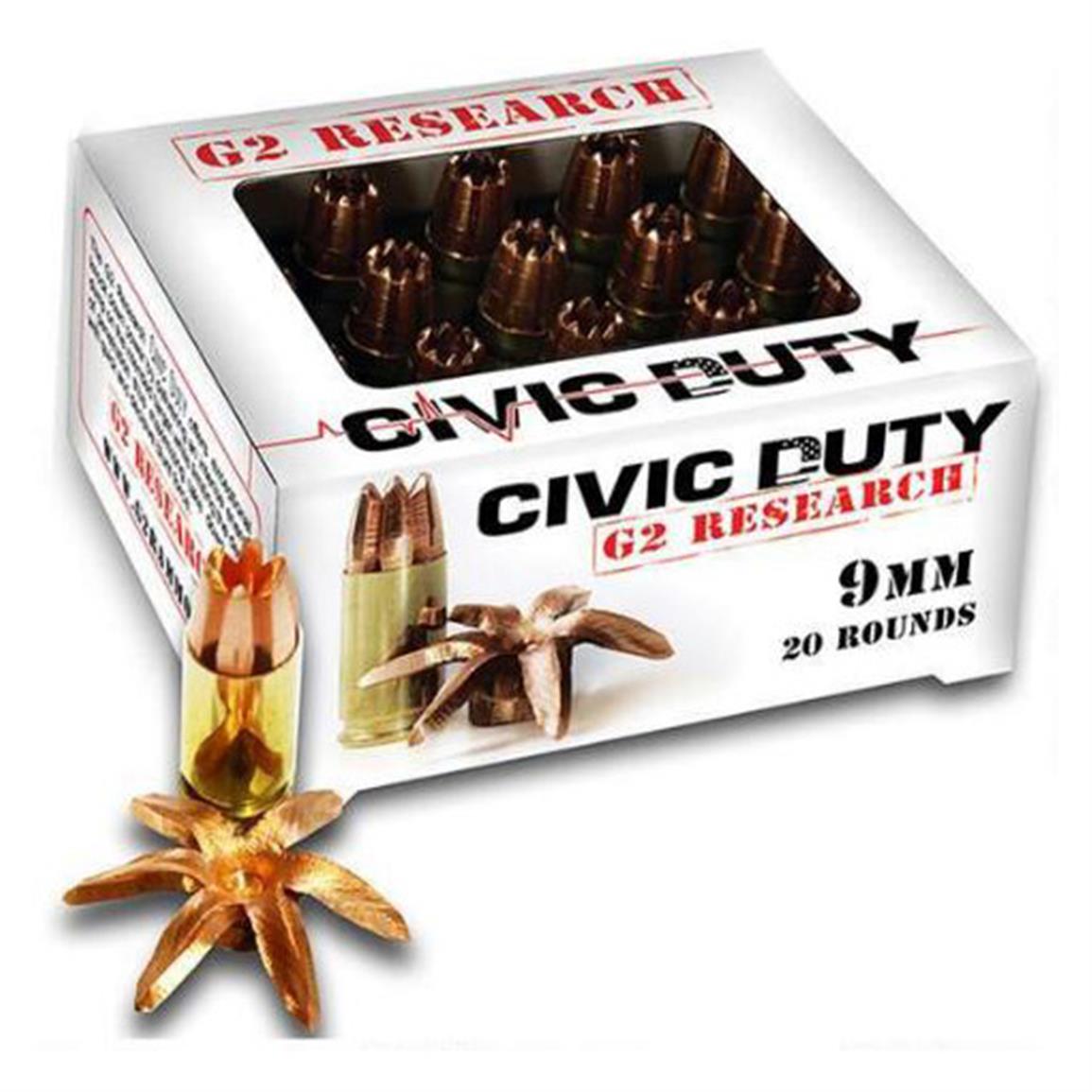 G2 Research Civic Duty, 9mm Luger, SCHP, 100 Grain, 20 Rounds