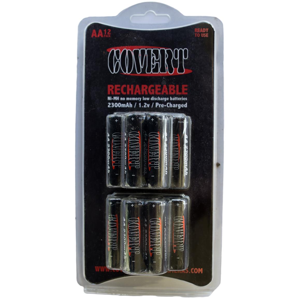 Covert AA Rechargeable NiMH Batteries, 12 Pack