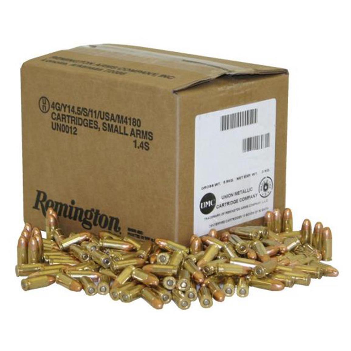 Remington UMC, 9mm, FMC, 115 Grain, 1,000 Rounds, Loose Bulk