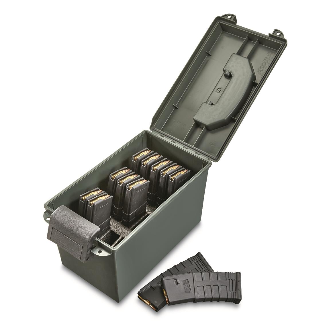Holds 15 loaded 30 round mags