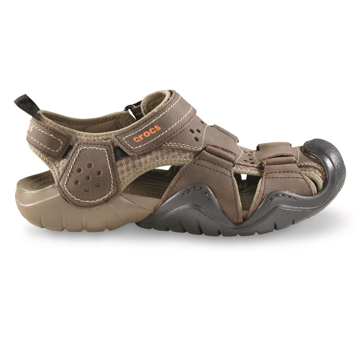 Crocs Men's Swiftwater Leather Fisherman Sandals - 676669, Sandals ...
