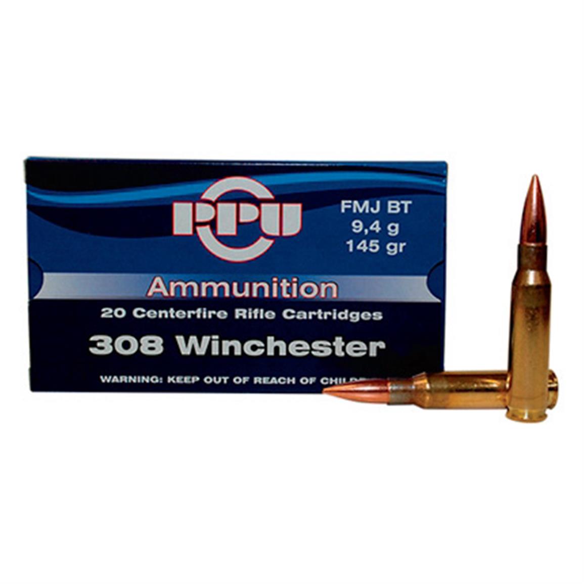 PPU 7 62x51mm FMJBT 145 Grain 200 Rounds 677558 308 Winchester 