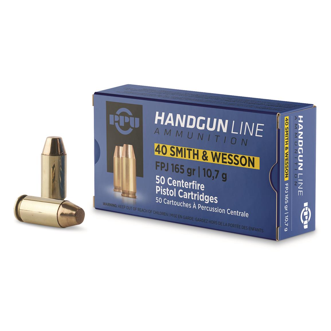 PPU, .40 Smith & Wesson, FPJ, 165 Grain, 50 Rounds