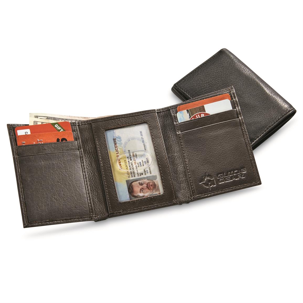 Guide Gear Leather RFID Wallet, Tri-fold, Black, (107