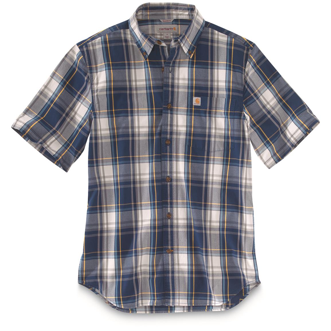 Carhartt Men's Essential Plaid Button Down Short Sleeve Shirt - 677694 ...