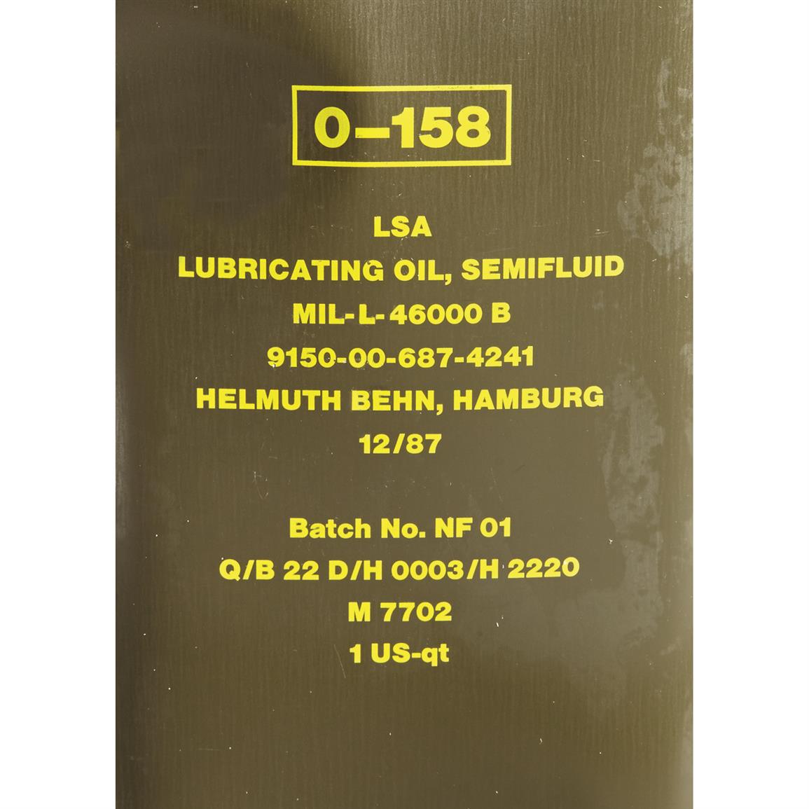 U.S. Military LSA Oil, 1 Quart, New 677895, Gun Cleaning
