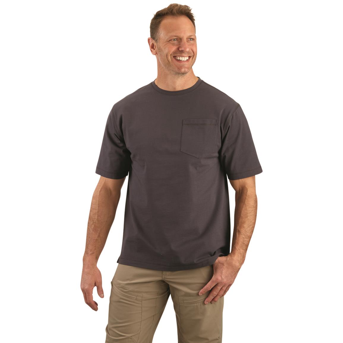 Guide Gear Men's Stain Kicker Short Sleeve Pocket T Shirt With Teflon, Magnet Gray