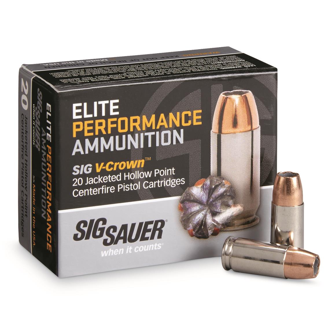 SIG SAUER Elite Performance, 9mm, JHP, 147 Grain, 20 Rounds - 679491 ...