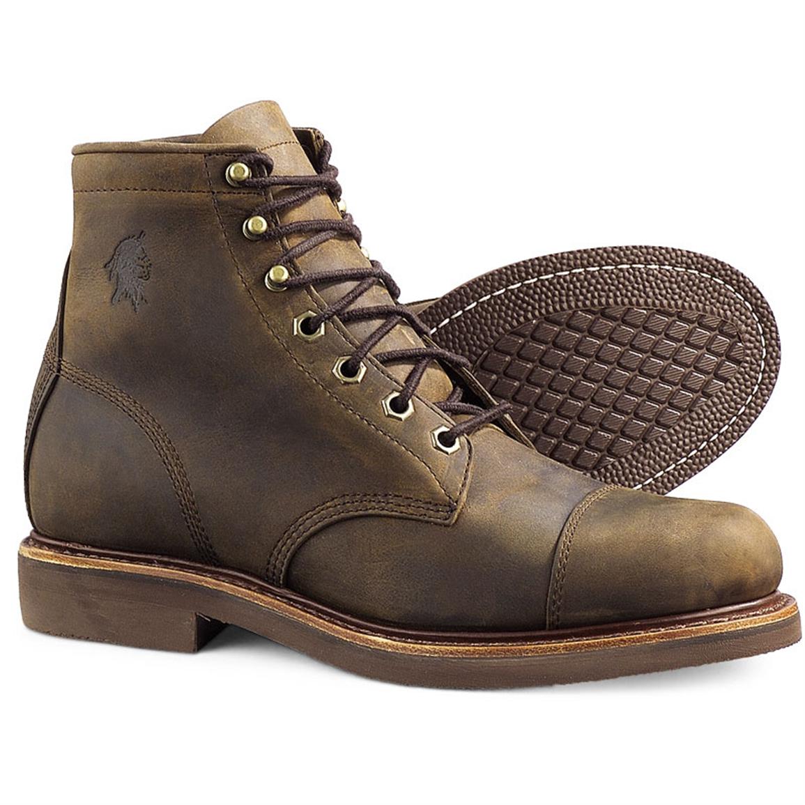 Men's Chippewa® Cap Toe Work Boots, Brown - 68277, Work Boots at ...