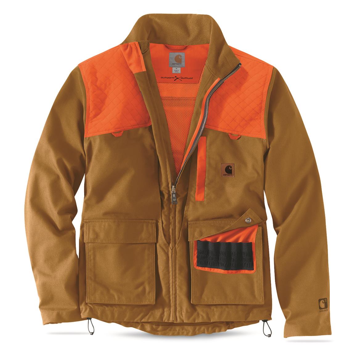 Carhartt Men's Upland Field Jacket - 690333, Blaze Orange & Blaze Camo ...