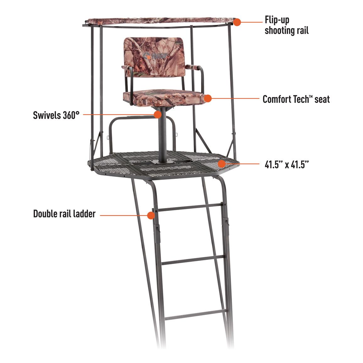Guide Gear 20 Feet Double Rail 360 Swivel Ladder and Shooting Rest Tree