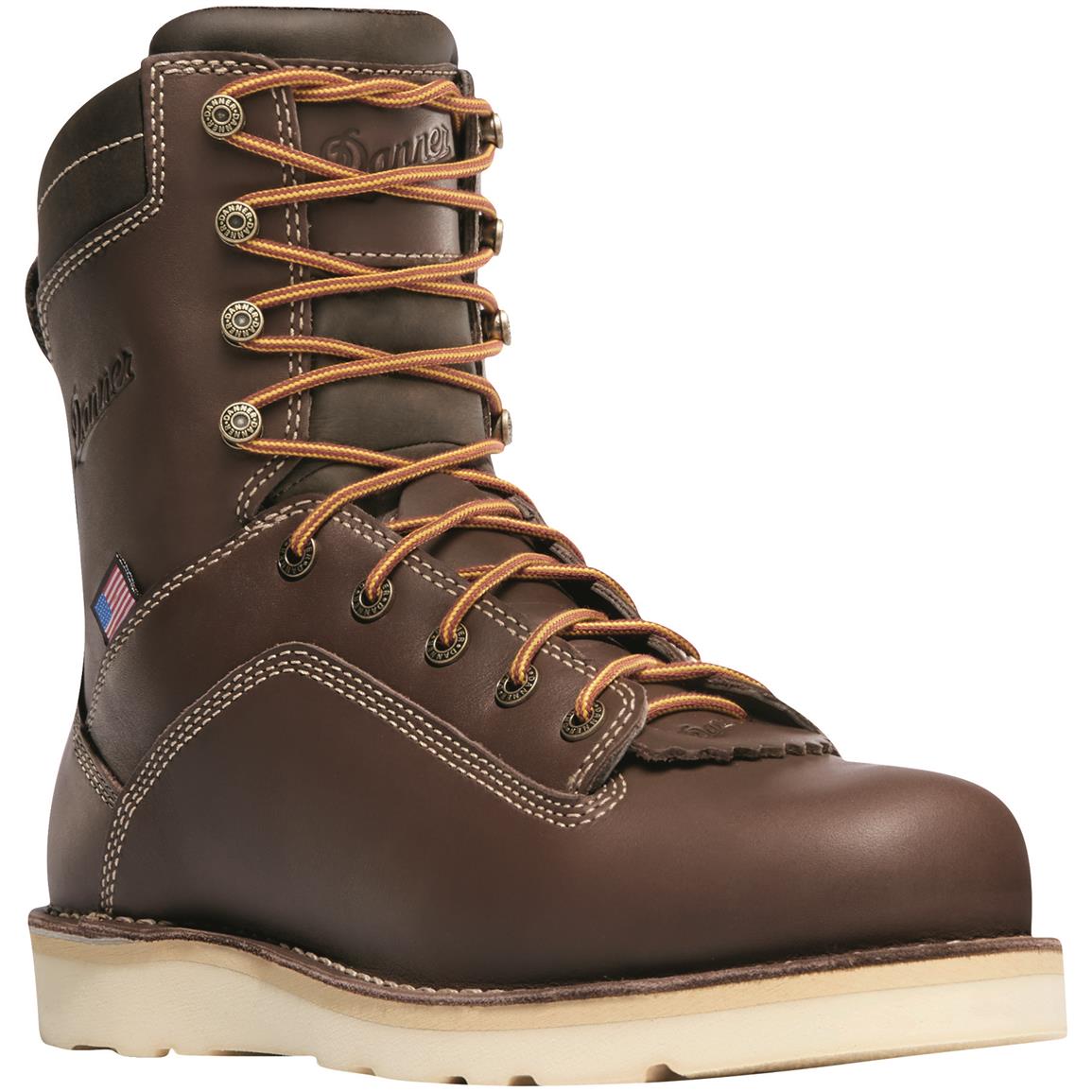 Danner Men's Quarry USA Waterproof 8" Wedge Work Boots, Brown