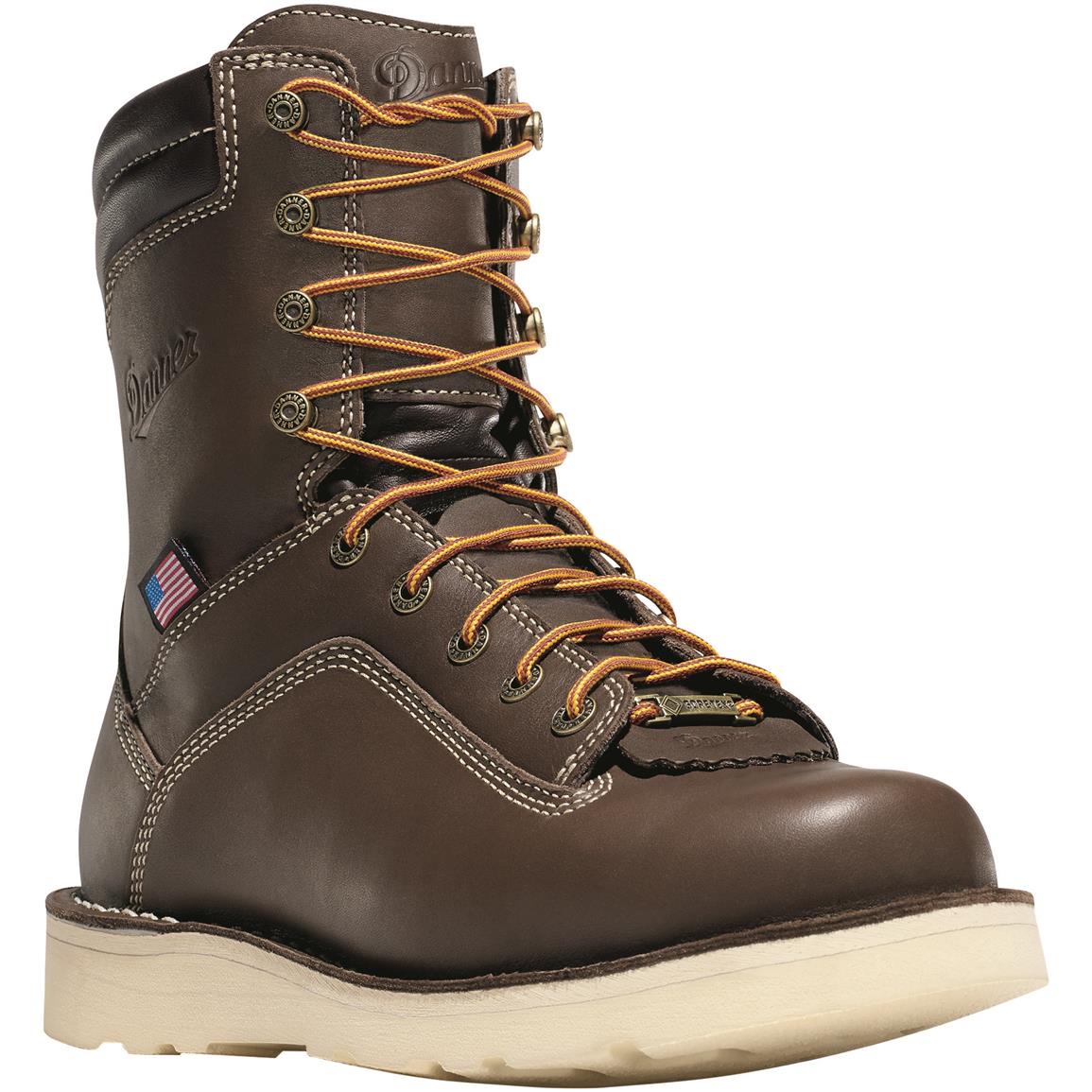 Danner Men's Quarry USA Waterproof 8" Wedge Alloy Toe Work Boots, Brown