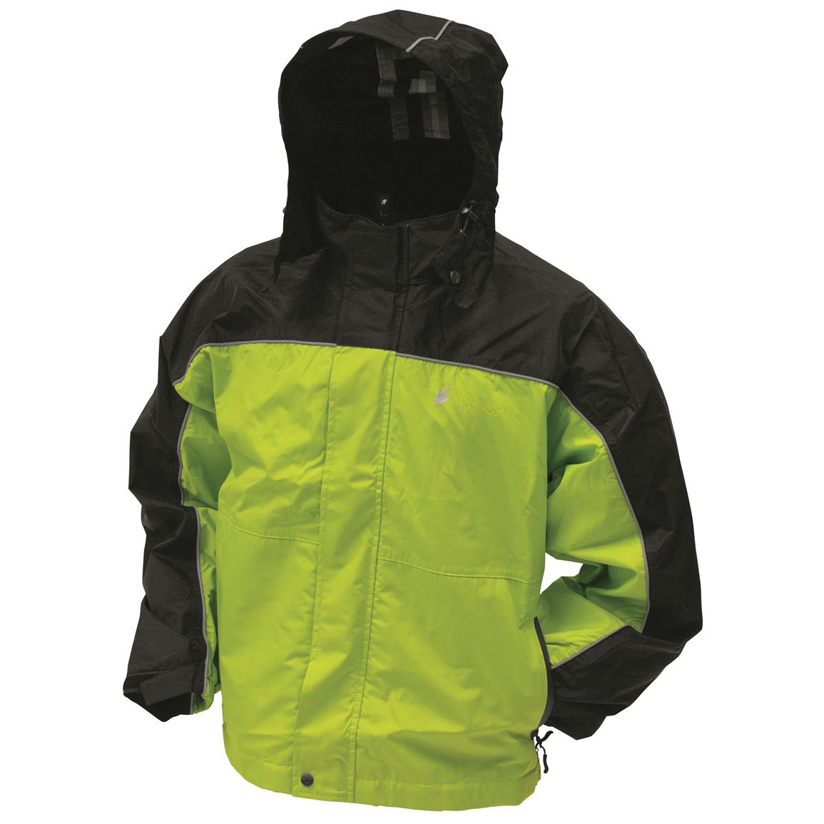 frogg toggs Men's Waterproof Highway Toadz Reflective Jacket, Hi-Vis Green/Black