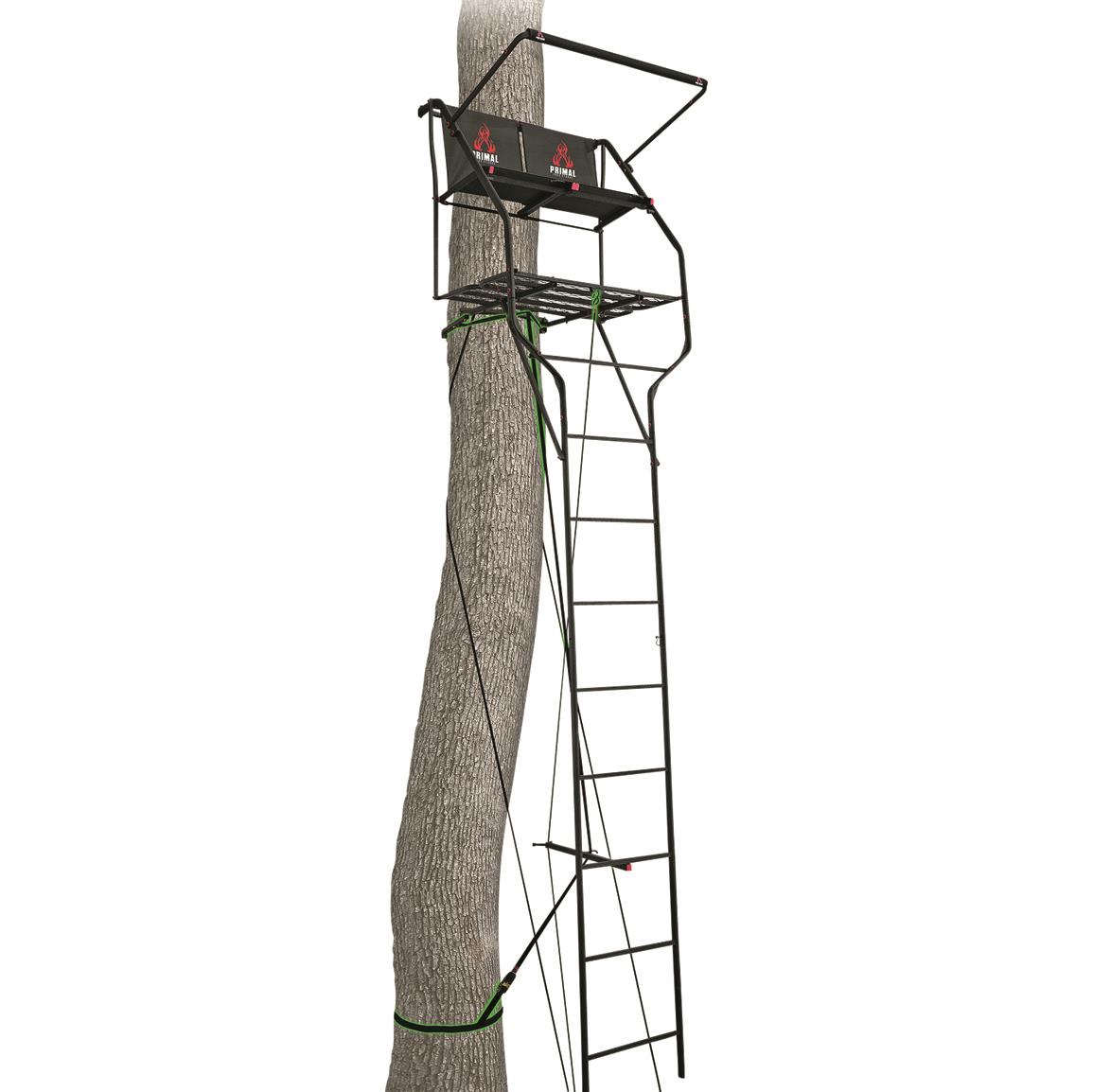 Primal Tree Stands 18' Double Vantage Deluxe Two-Man Ladder Tree Stand With Jaw And Truss System