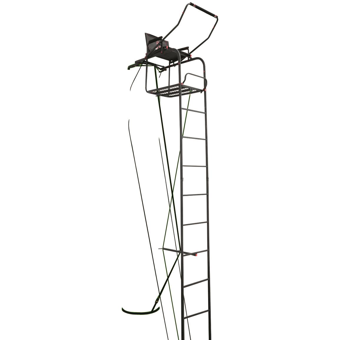 Primal Tree Stands 17' Single Vantage Deluxe Ladder Tree Stand With Jaw And Truss Stabilizer System