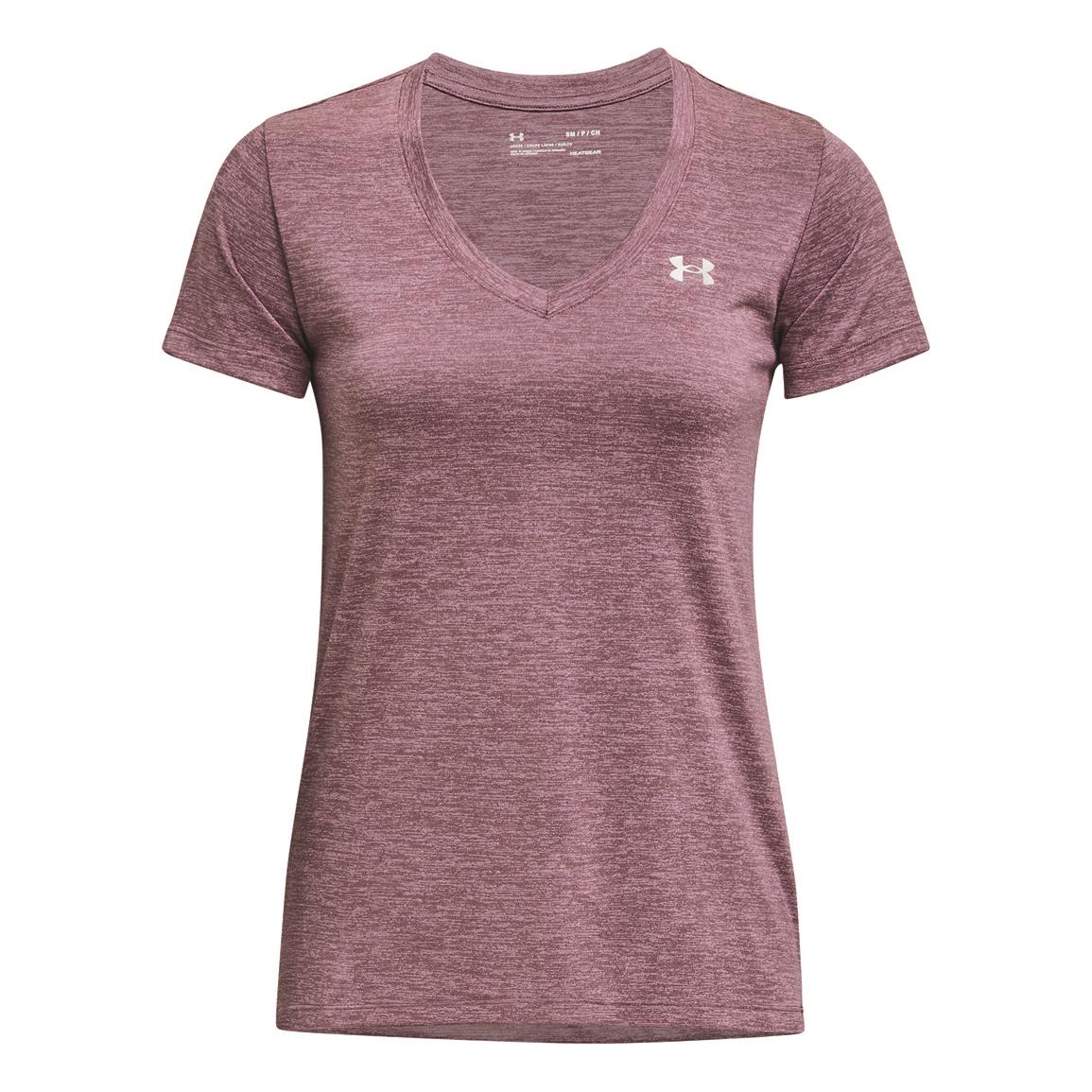 Under Armour Women's Tech Twist V-neck Shirt, Misty Purple/white/metallic Silver