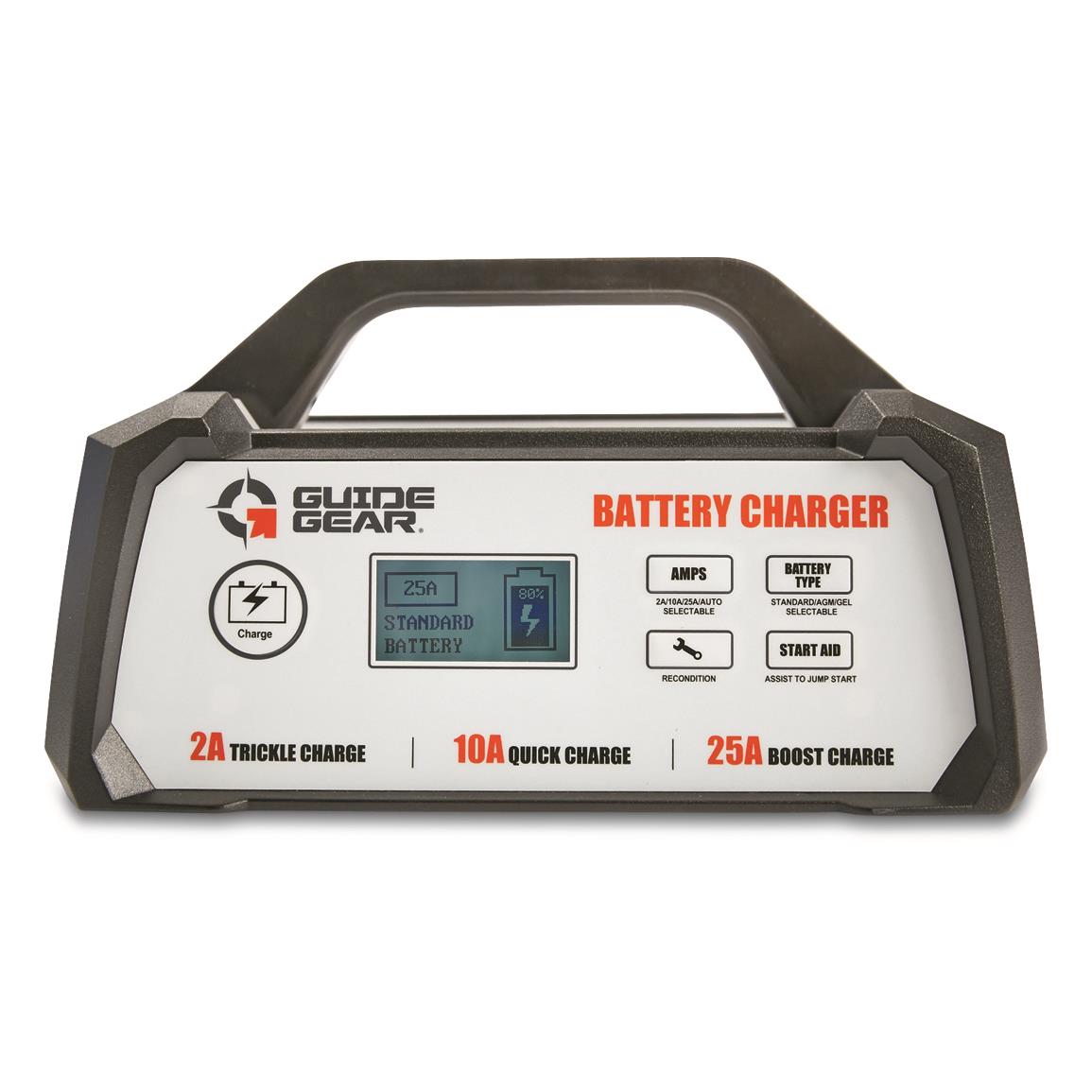 Guide Gear 25A 12V Smart Battery Charger with Start Aid ...