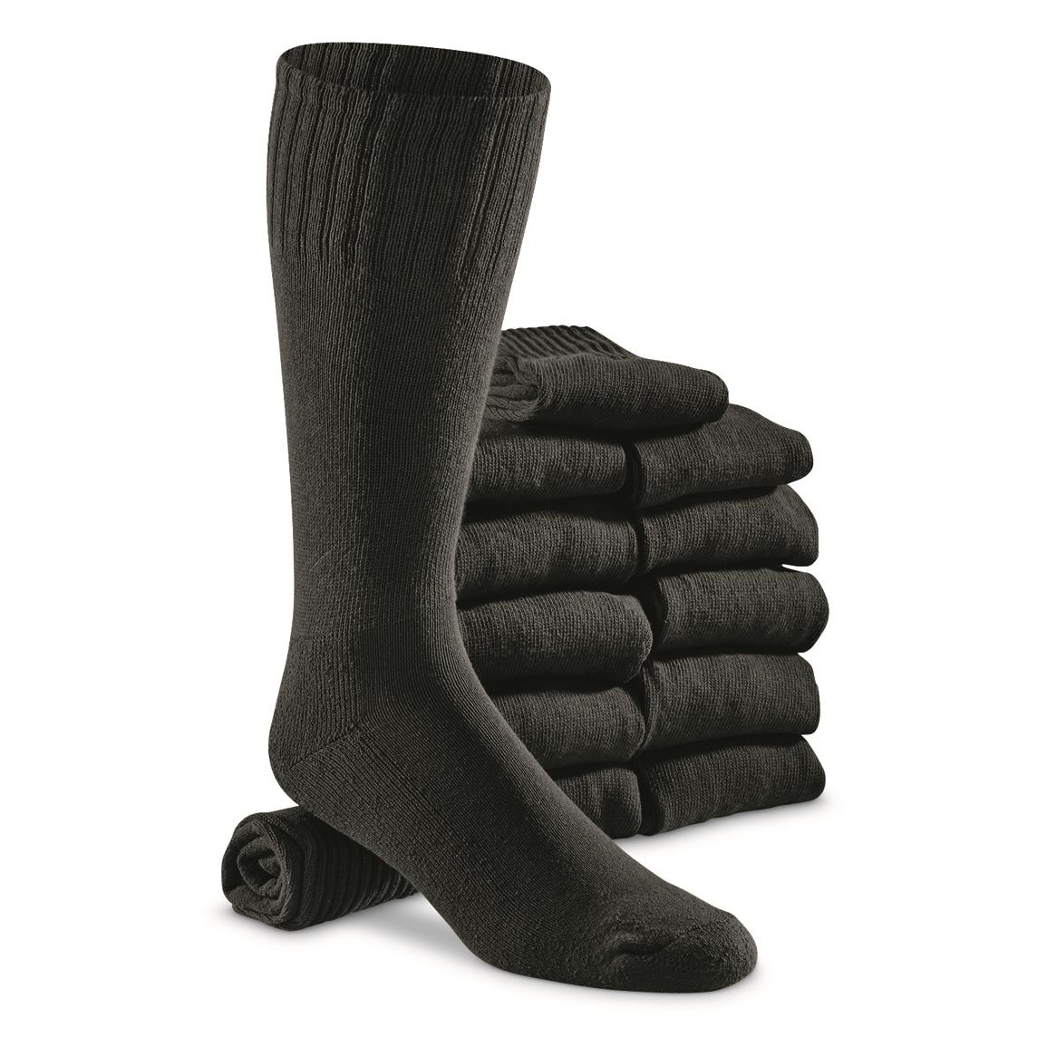 U.S. Military Surplus Heavyweight Boot Socks, 12 Pack, Black