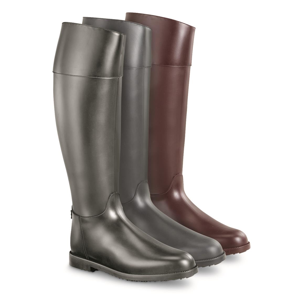 women in rubber riding boots